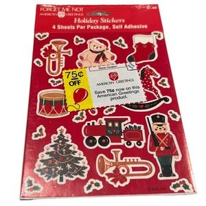 Vintage Christmas‎ Stickers Toys Tree American Greetings 4 Sheets Instrument